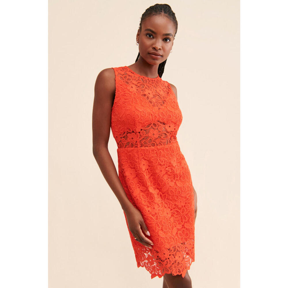 Anthropologie x Hutch - Sleeveless Orange Lace Knee-Length Dress, Size 8, NWT